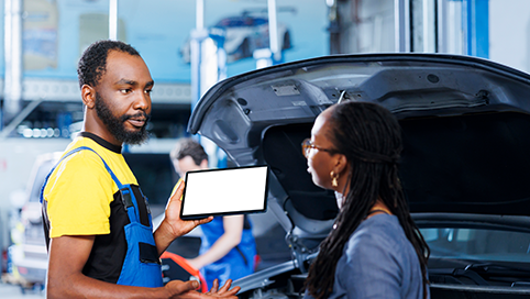 Inspector checking a car