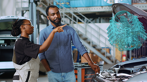 Inspector checking a car